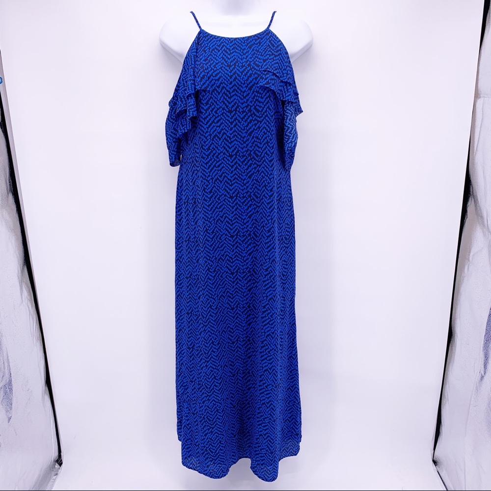 Banana Republic Royal Blue Maxi Dress with Black Chevron Print